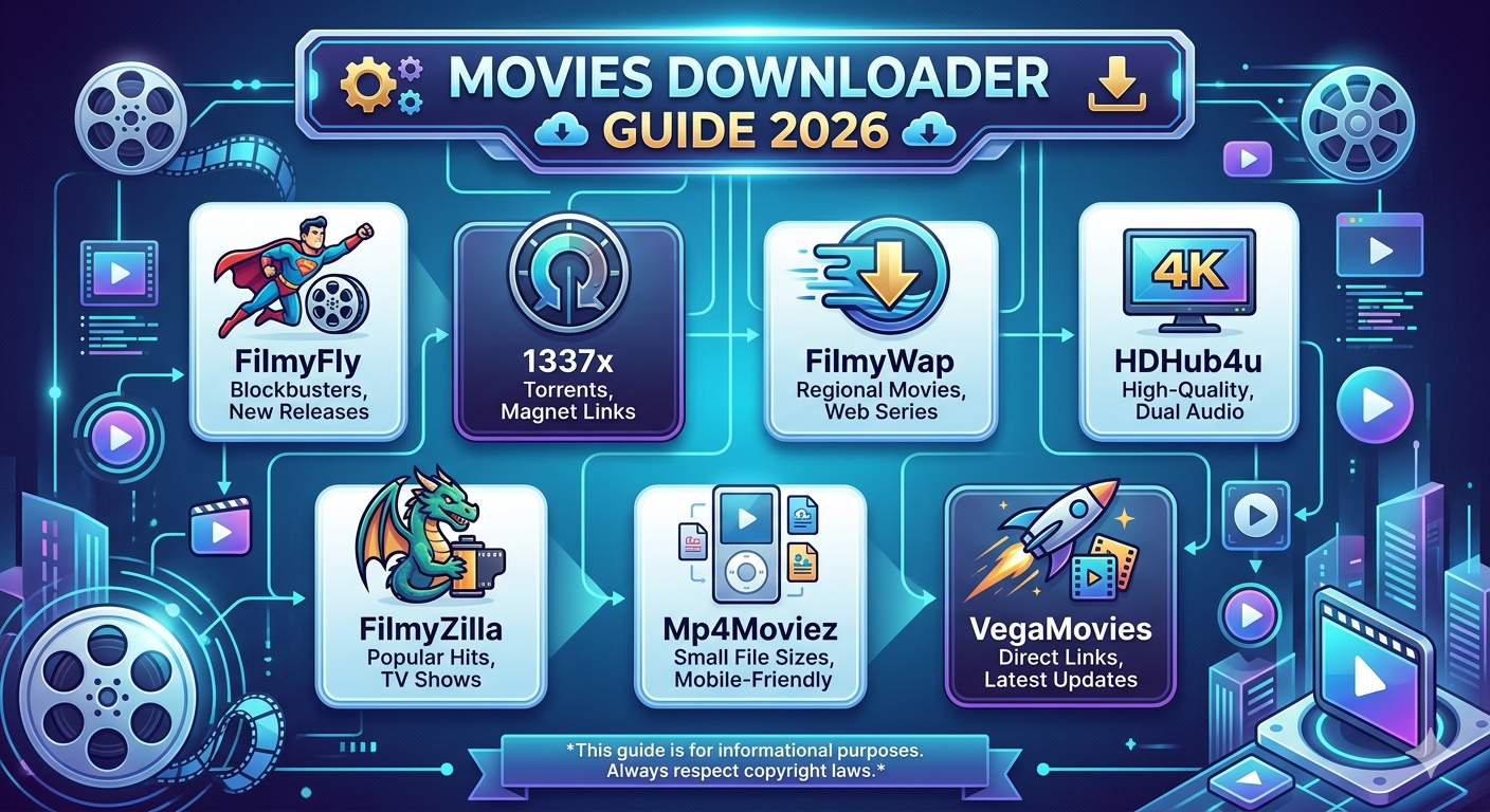 FilmyFly | 1337x | FilmyWap | HDHub4u | FilmyZilla | Mp4Moviez | VegaMovies – Movies Downloader Guide 2026